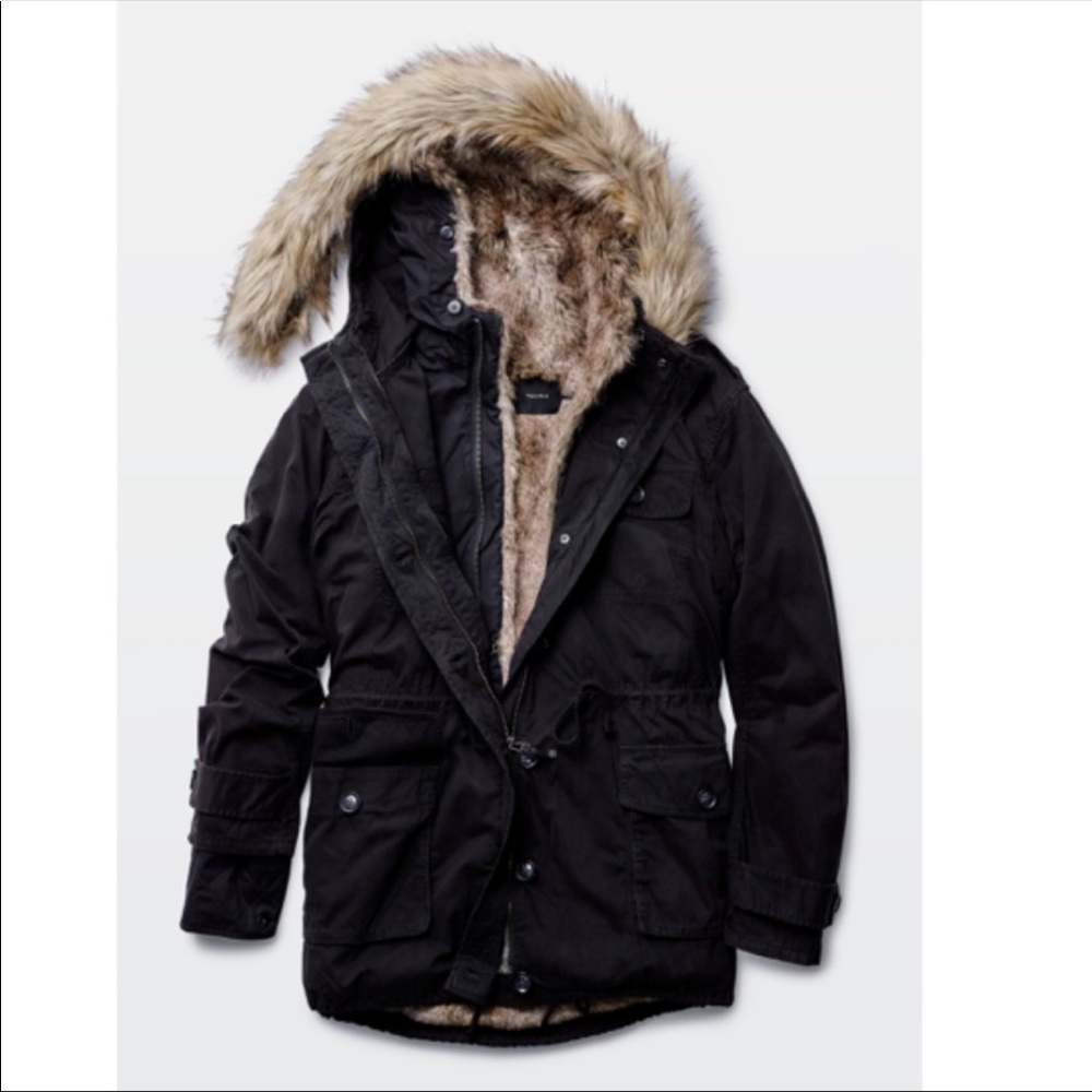 Fur lined coat